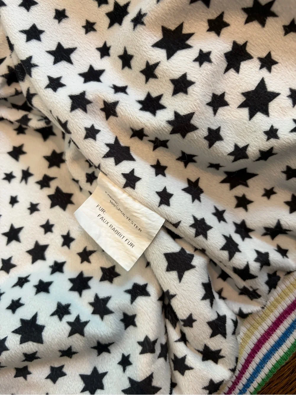 Lola + The Boys Cream Smiley Fleece Bomber Jacket with Multicolor Faces